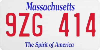 MA license plate 9ZG414