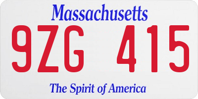 MA license plate 9ZG415