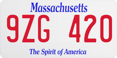 MA license plate 9ZG420