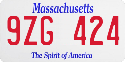 MA license plate 9ZG424