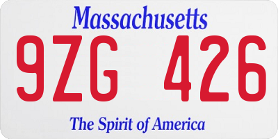 MA license plate 9ZG426