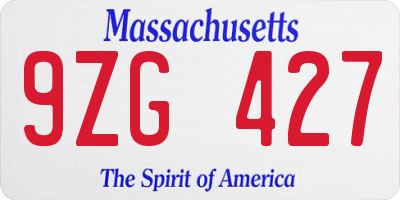 MA license plate 9ZG427