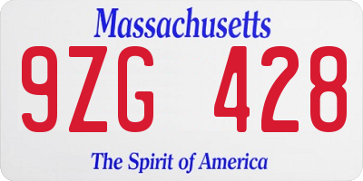 MA license plate 9ZG428