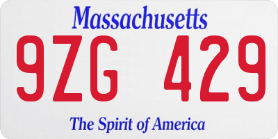 MA license plate 9ZG429