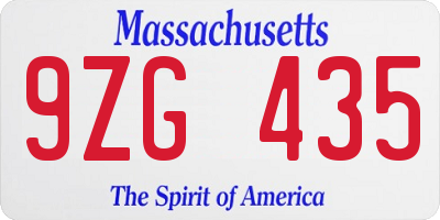 MA license plate 9ZG435