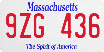 MA license plate 9ZG436