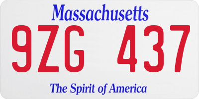 MA license plate 9ZG437