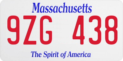 MA license plate 9ZG438