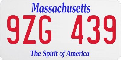 MA license plate 9ZG439