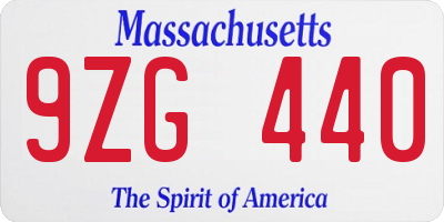 MA license plate 9ZG440