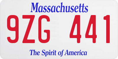 MA license plate 9ZG441