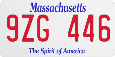 MA license plate 9ZG446