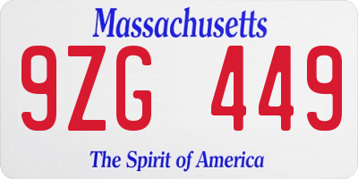 MA license plate 9ZG449