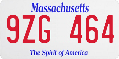 MA license plate 9ZG464