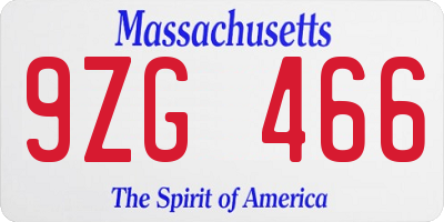 MA license plate 9ZG466