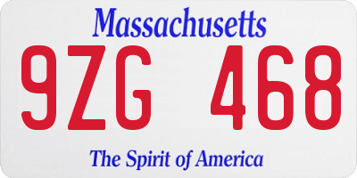 MA license plate 9ZG468