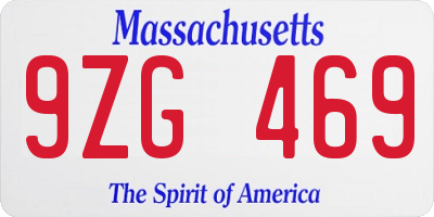 MA license plate 9ZG469
