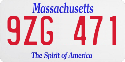 MA license plate 9ZG471
