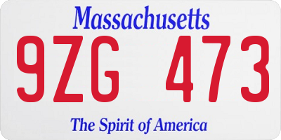 MA license plate 9ZG473
