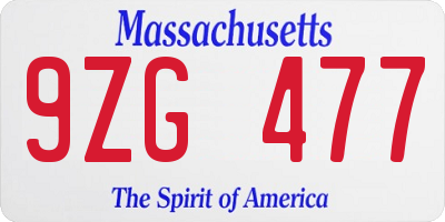 MA license plate 9ZG477