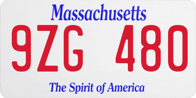 MA license plate 9ZG480