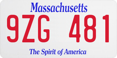 MA license plate 9ZG481