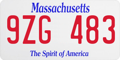 MA license plate 9ZG483
