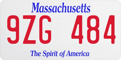 MA license plate 9ZG484