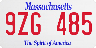 MA license plate 9ZG485