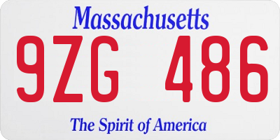 MA license plate 9ZG486
