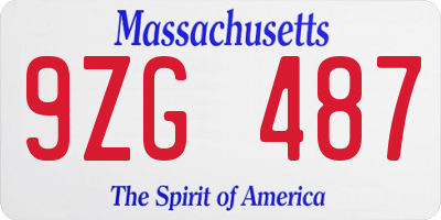 MA license plate 9ZG487