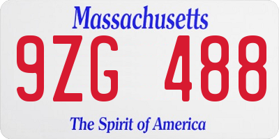 MA license plate 9ZG488