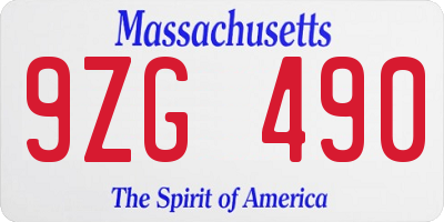 MA license plate 9ZG490