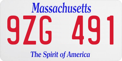 MA license plate 9ZG491