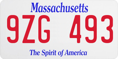 MA license plate 9ZG493