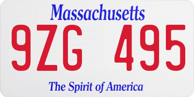 MA license plate 9ZG495