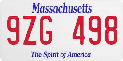 MA license plate 9ZG498