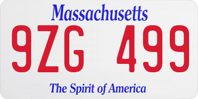 MA license plate 9ZG499