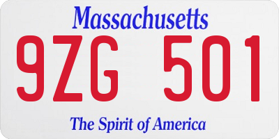 MA license plate 9ZG501