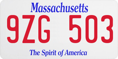 MA license plate 9ZG503