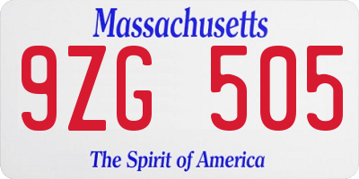 MA license plate 9ZG505