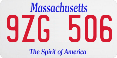 MA license plate 9ZG506