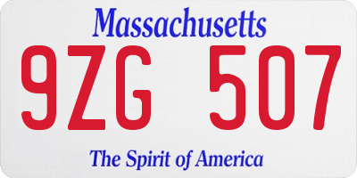 MA license plate 9ZG507