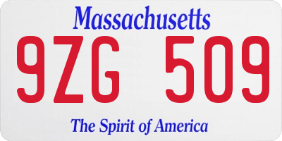 MA license plate 9ZG509