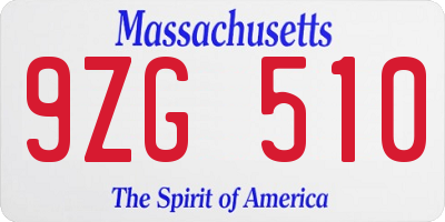MA license plate 9ZG510