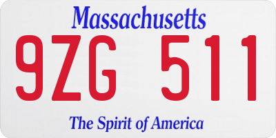 MA license plate 9ZG511