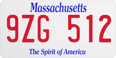 MA license plate 9ZG512