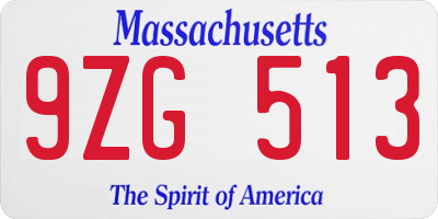 MA license plate 9ZG513