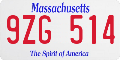 MA license plate 9ZG514