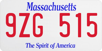 MA license plate 9ZG515